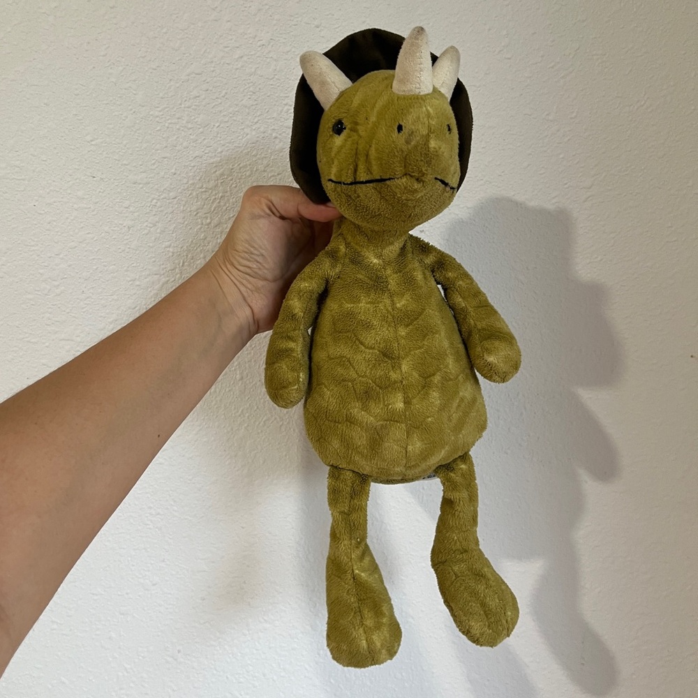 Jellycat Trevor Green Triceratops Dinosaur Stuffed Animal Bean Bag Plush Toy 12" - Picture 1 of 6